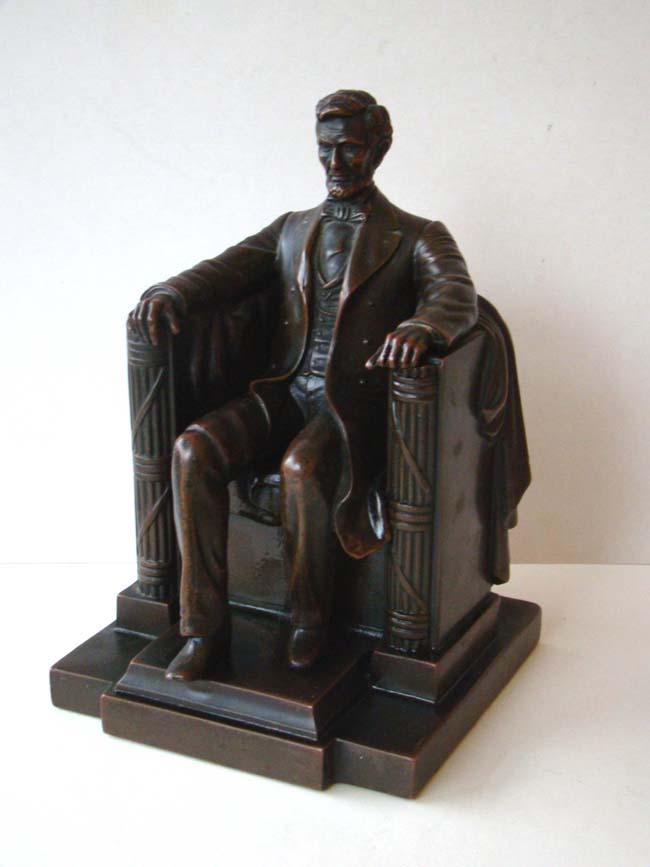 A wonderful pair of "Lincoln in the Chair" bookends made by Jenning Brothers circa 1922-1925 — image 2